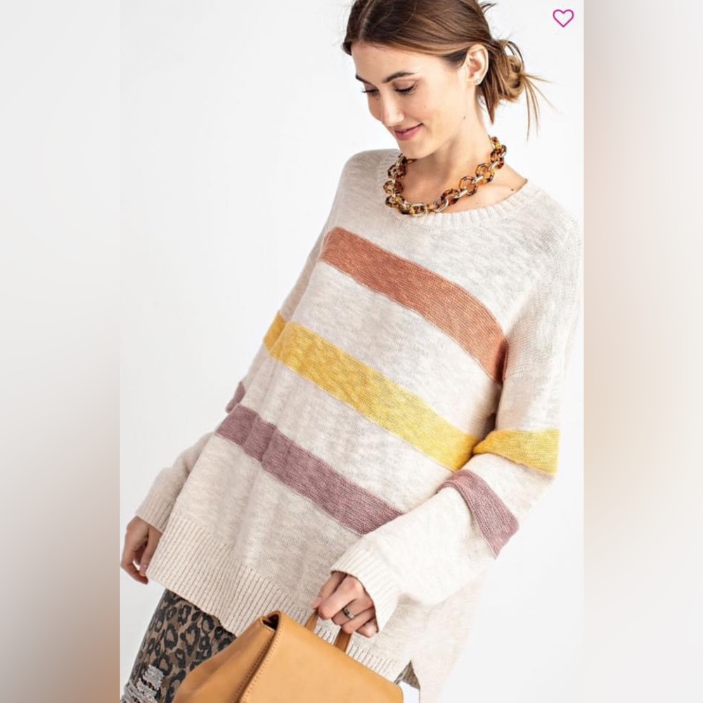 Eased Loose Fit Stripped Sweater